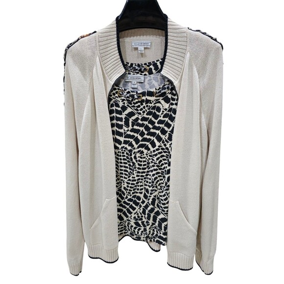 St John Sport 2 Piece Set Full Zip Cardigan  Santana Knit Large Shirt Medium - Picture 1 of 16